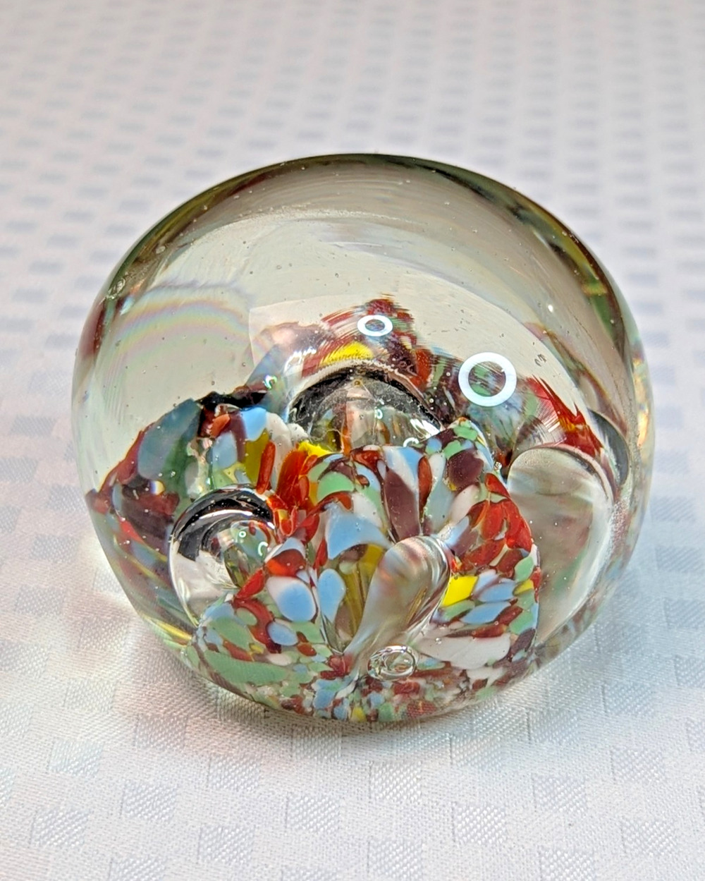 Vintage Handmade Glass Colorful "Confetti" Paperweight